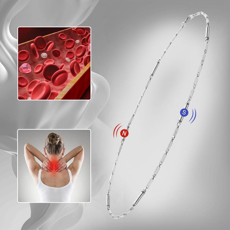 JEROOT Titanium Steel Magnetic Necklace for Women Men Unisex, 6 Ultra Strength Column Magnetic Necklace for Neck Shoulder and Back, Necklace with Jewelry Gift Box - Image 3